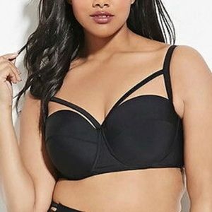 Forever 21 Plus Black Bralette Bikini Swim Strap Top